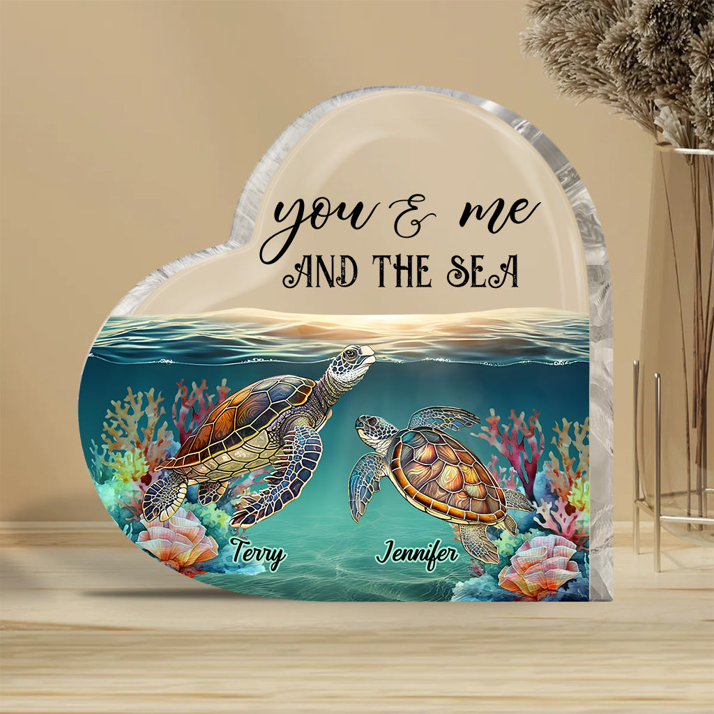 You & Me And The Sea - Personalized Turtle Custom Shaped Acrylic Plaque
