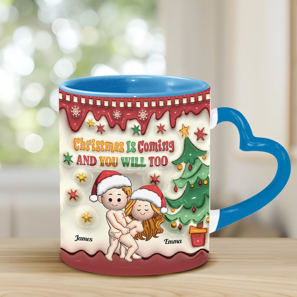 Weihnachten naht – Personalisierte Tasse mit Herzgriff für Paare