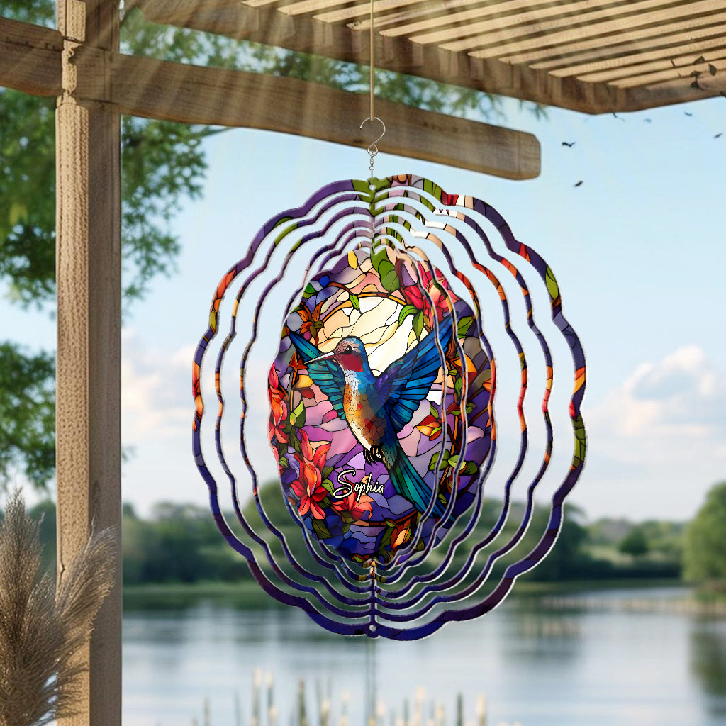 Buntglas-Kolibri – Personalisierter Kolibri-Windspinner