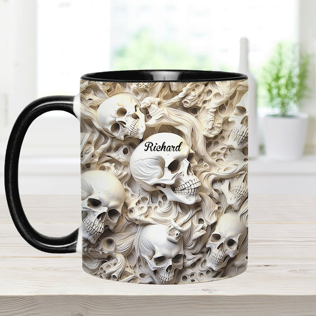 Weißer Totenkopf – Personalisierte Tasse mit Totenkopf-Akzent