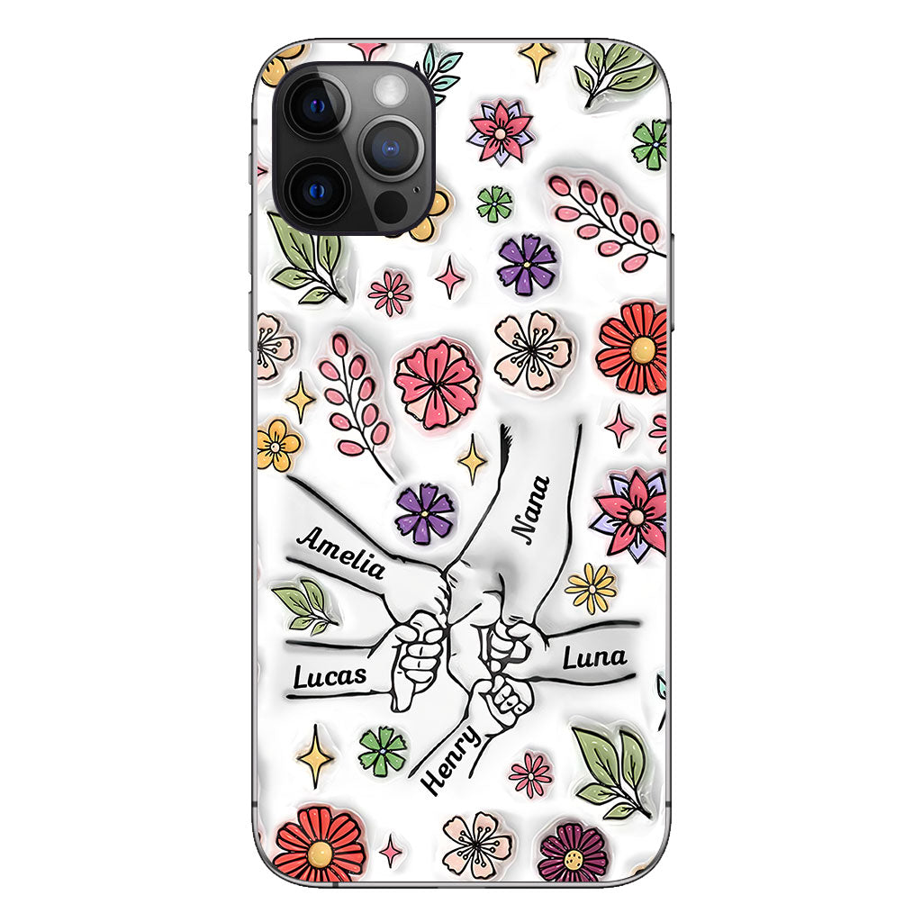 Spring Flower Holding Hands Nana Mom - Personalized Grandma Phone Case