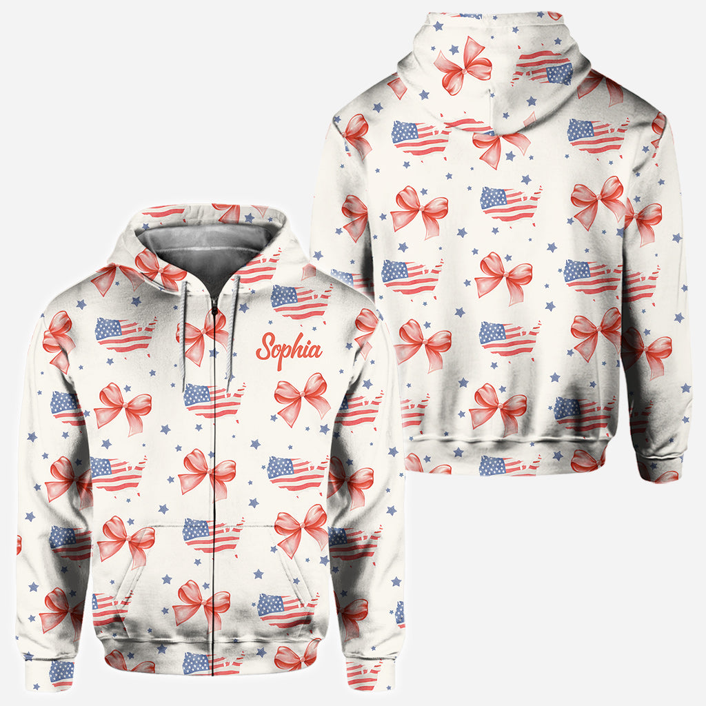 Coquette American Girl - Personalized Independence Day/ 4th of July All Over Shirt