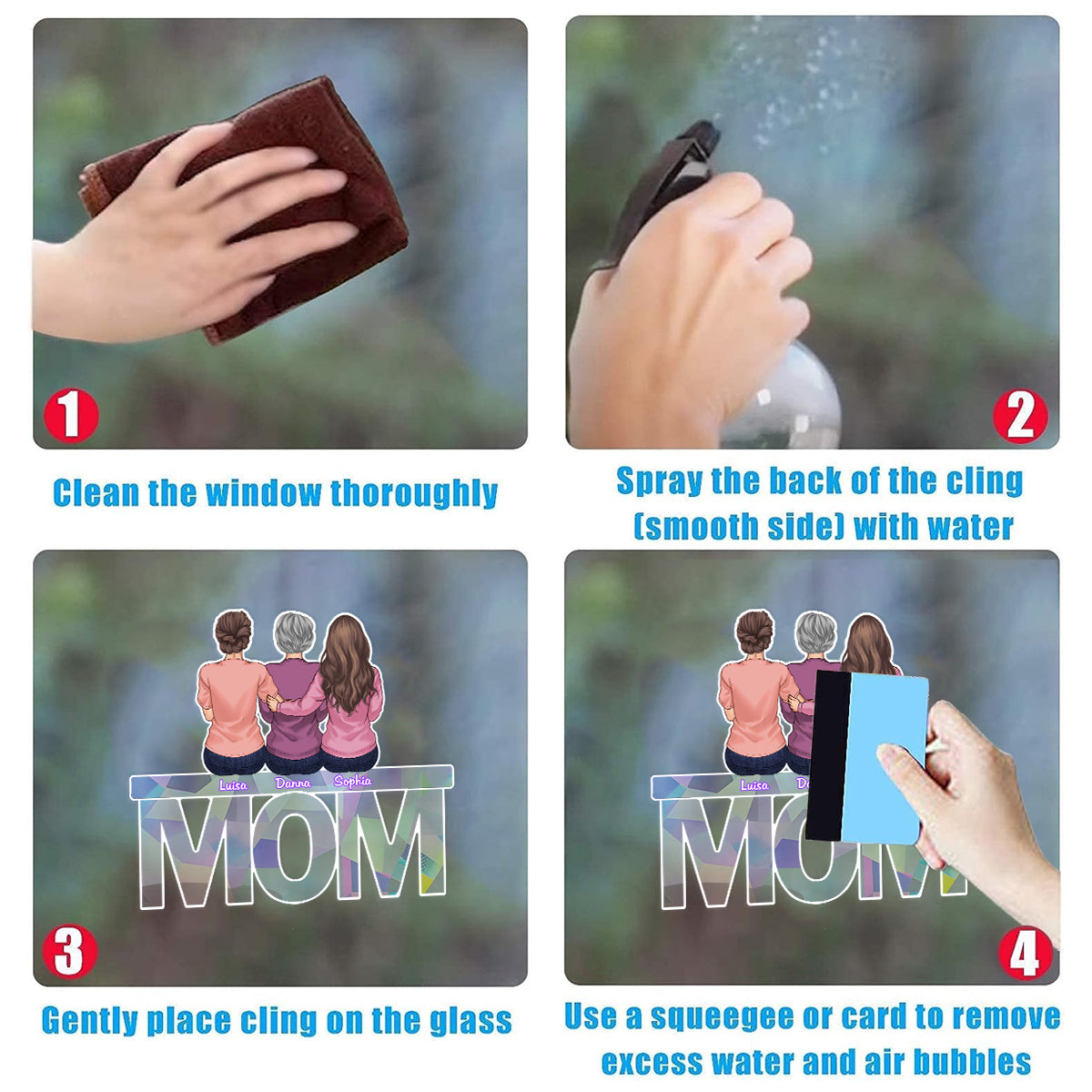 Ich liebe dich, Mama – Personalisierter Sonnenfänger-Aufkleber für Mutter