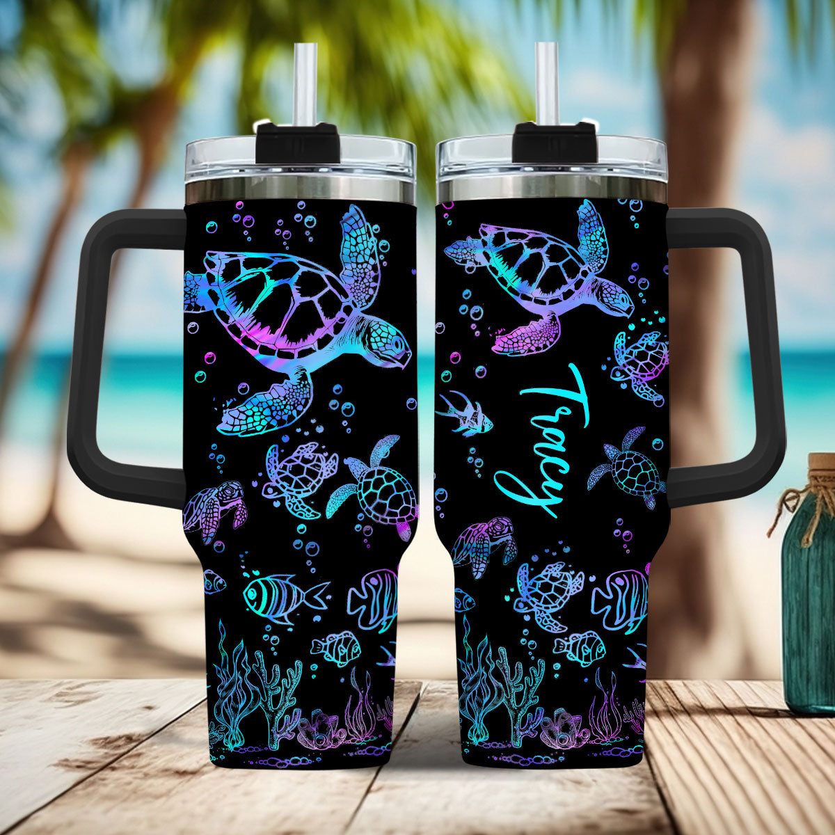 Personalisierter Schildkrötenbecher mit Henkel