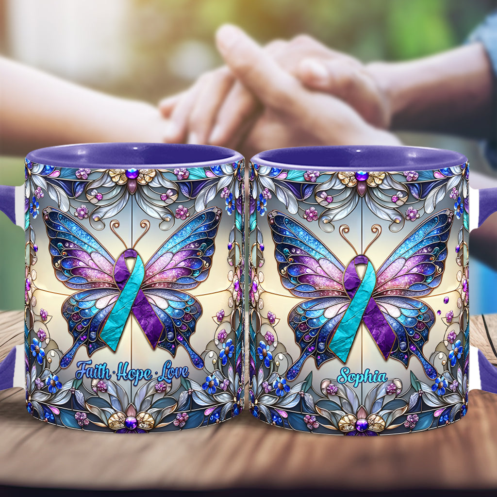 Glaube, Hoffnung, Liebe – Personalisierte Tasse mit Akzent zur Suizidprävention