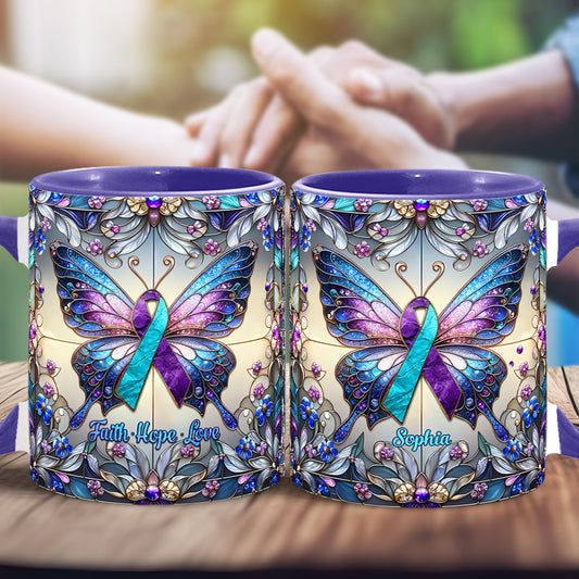 Glaube, Hoffnung, Liebe – Personalisierte Tasse mit Akzent zur Suizidprävention