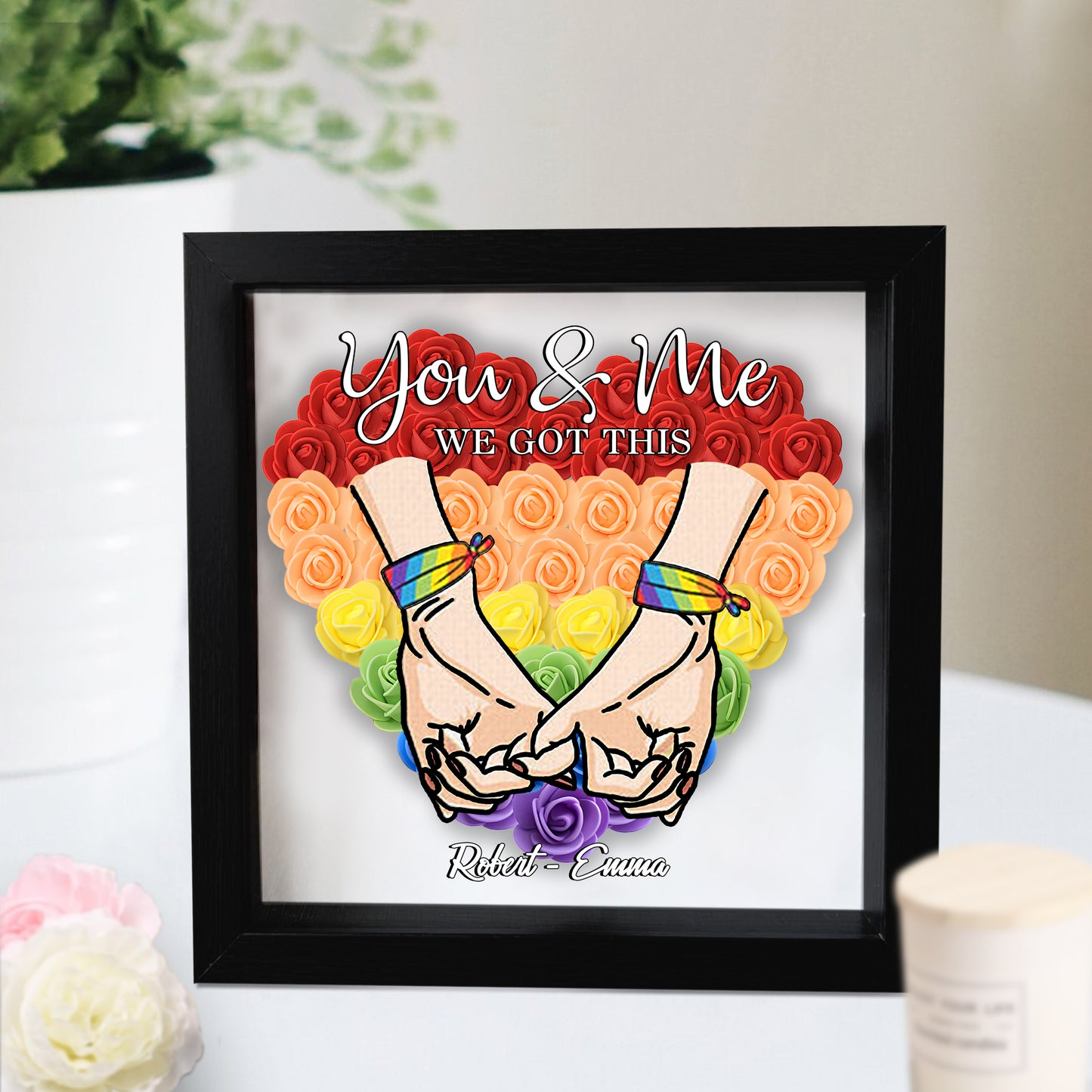 We Got This - Personalized LGBT Support Custom Shaped Flower Shadow Box