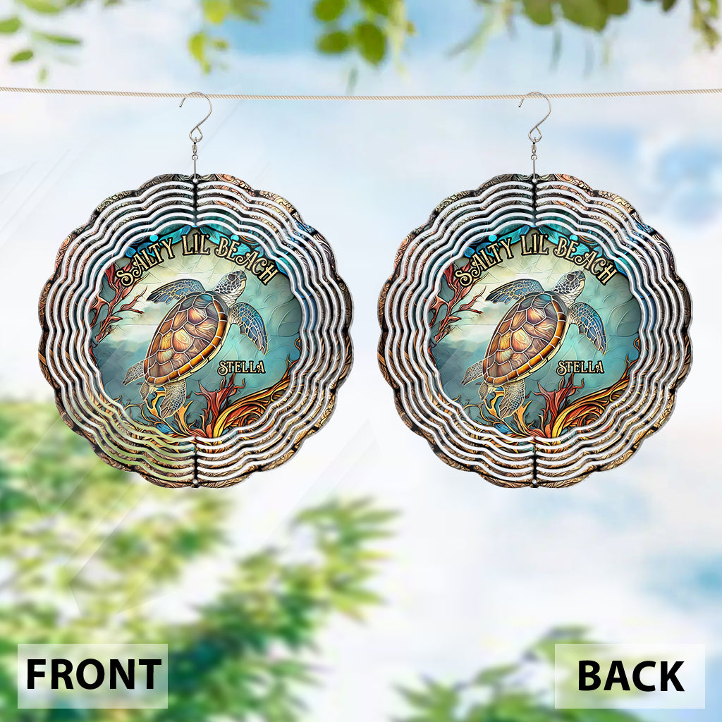 Salty Lil' Beach - Personalized Turtle Wind Spinner