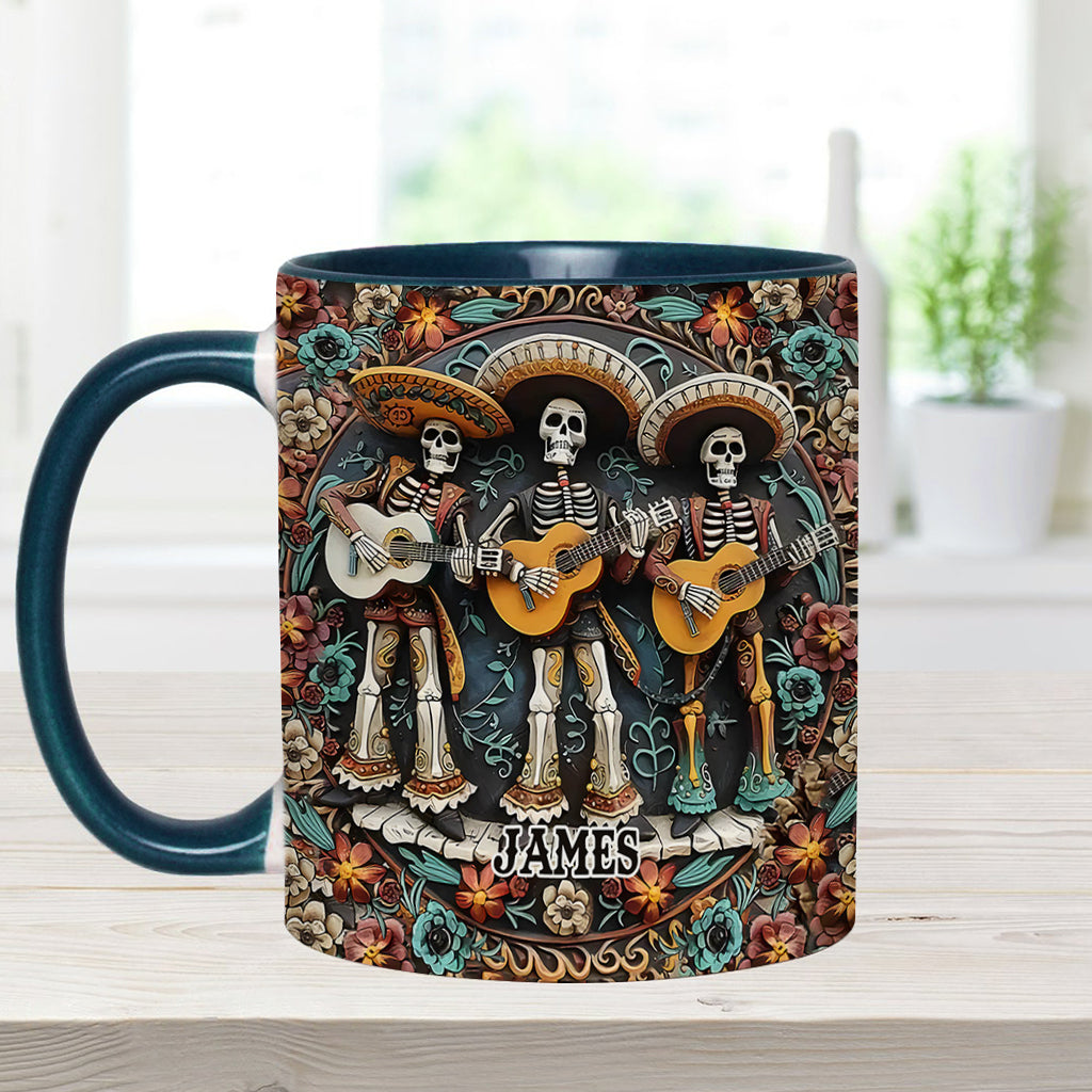 Skelett-Trio – Personalisierte Tasse mit Totenkopf-Akzent
