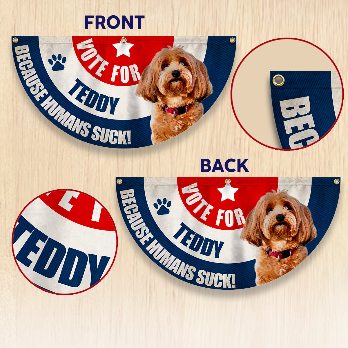 Stimme für mein Fellbaby ab! Jedes Foto - Personalisierte Hunde-Faltfahne