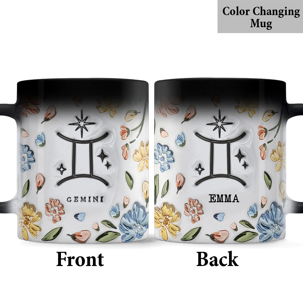 Blumenmuster für Sternzeichen – Personalisierte Horoskop-Tasse