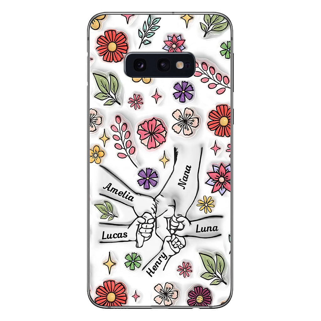 Spring Flower Holding Hands Nana Mom - Personalized Grandma Phone Case