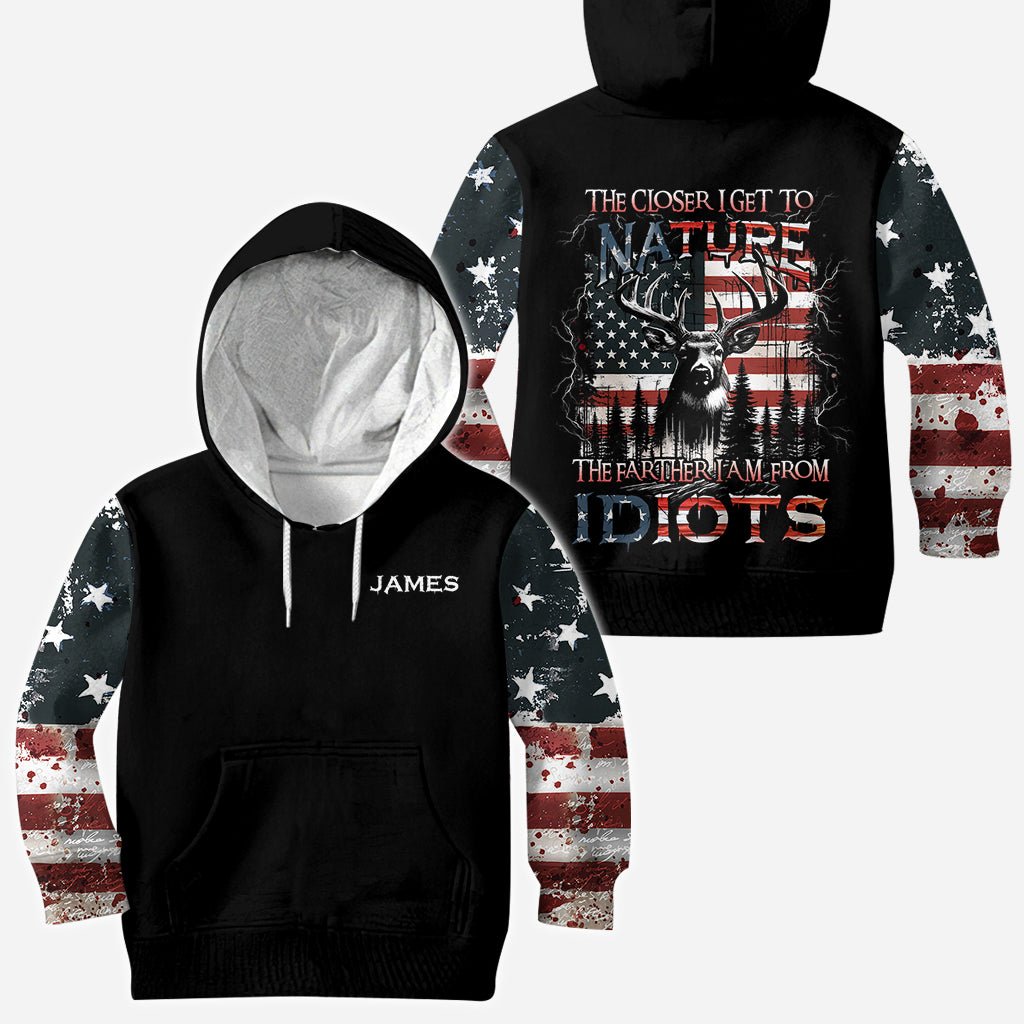 Je näher ich der Natur komme, desto mehr bin ich der Vater von Idioten – personalisiertes Jagd-T-Shirt