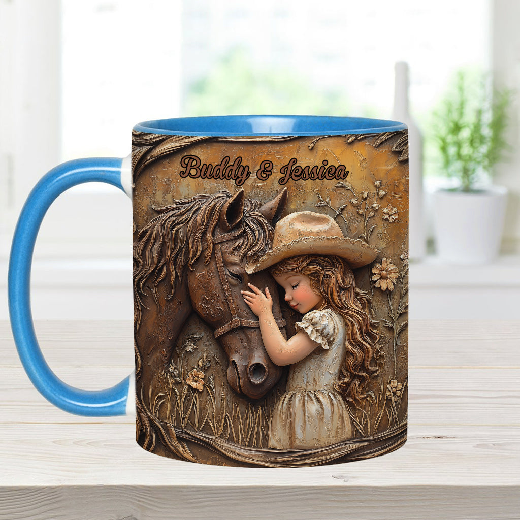 Einfach ein Mädchen, das Pferde liebt – personalisierte Tasse mit Pferdemotiv
