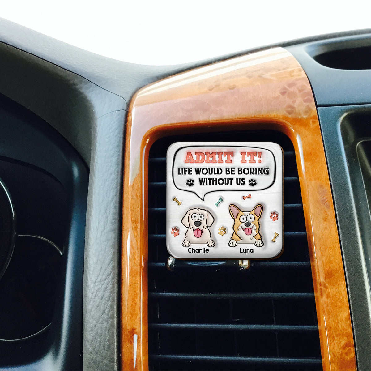 Life Would Be Boring Without Me - Personalized Dog Shaped Car Visor Clip