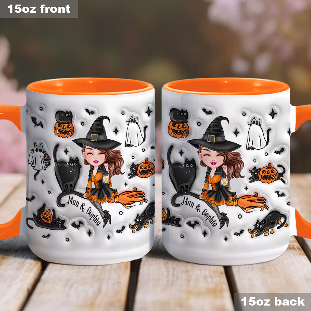Cute Witch Halloween Ghost Boo Cat - Personalized Witch Accent Mug