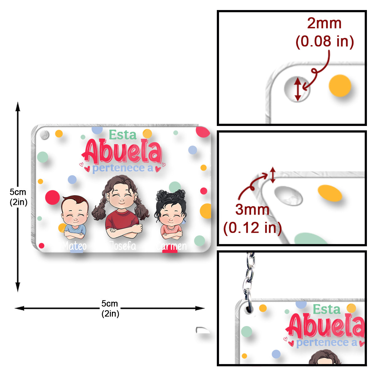Esta Abuela Pertenece A – Personalisierter transparenter Oma-Schlüsselanhänger