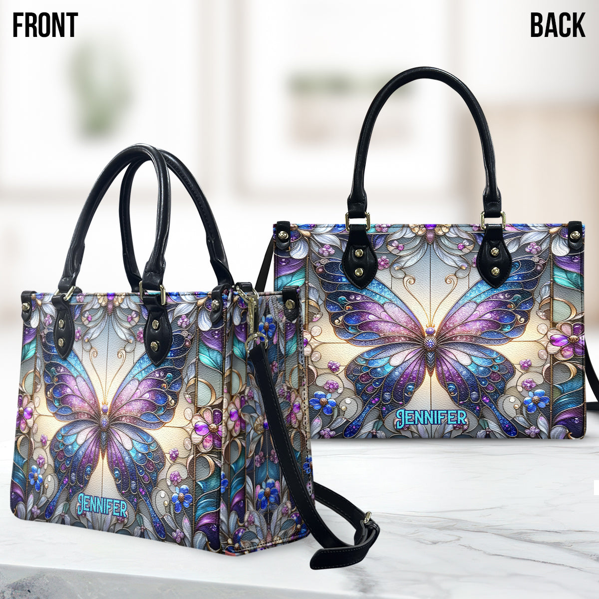Beautiful Butterfly - Personalized Butterfly Leather Handbag