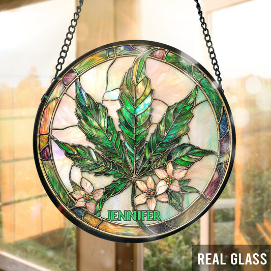 High Times – Personalisierter Cannabis-Sonnenfänger aus Buntglas