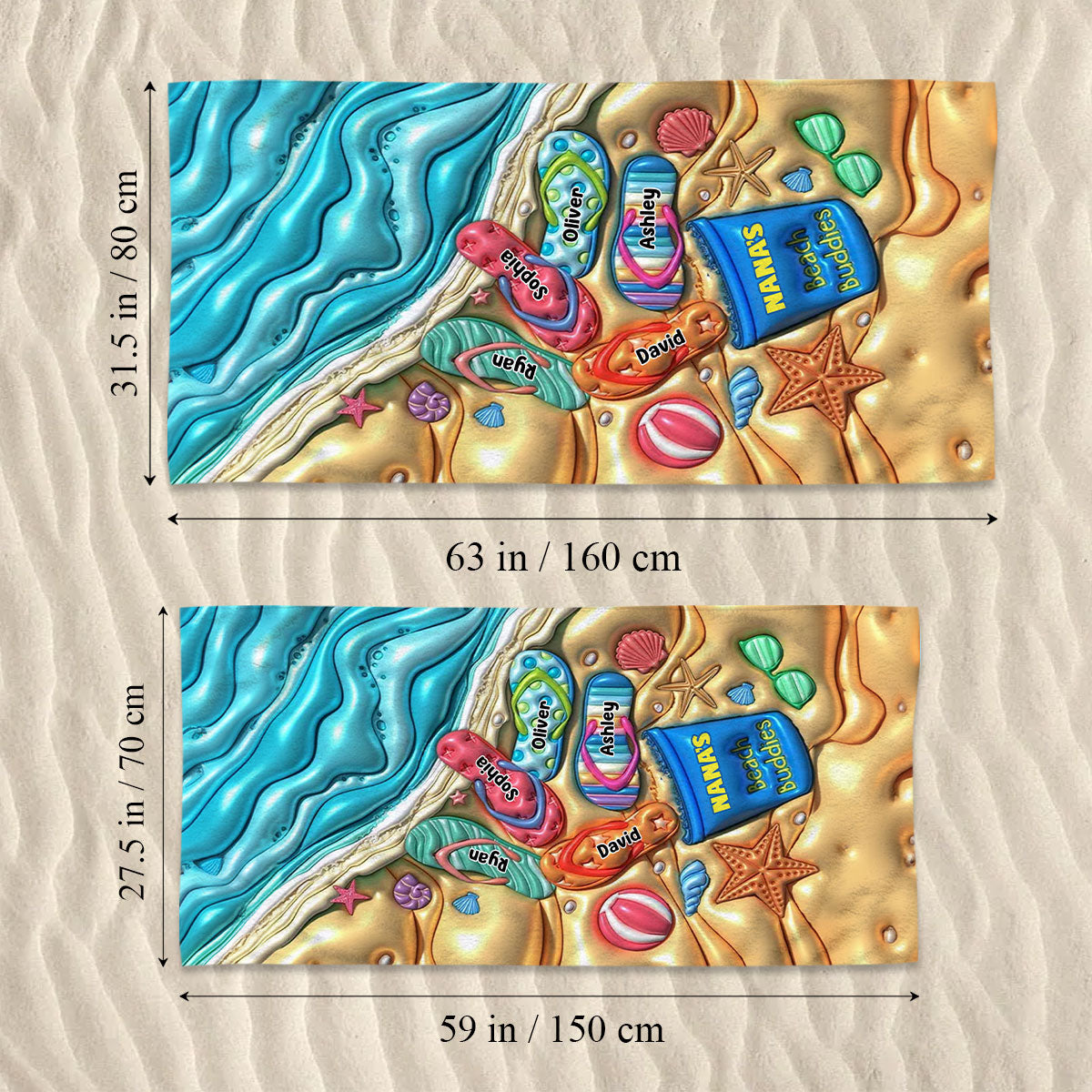 Nana's Beach Buddies – Personalisiertes Strandtuch für Oma