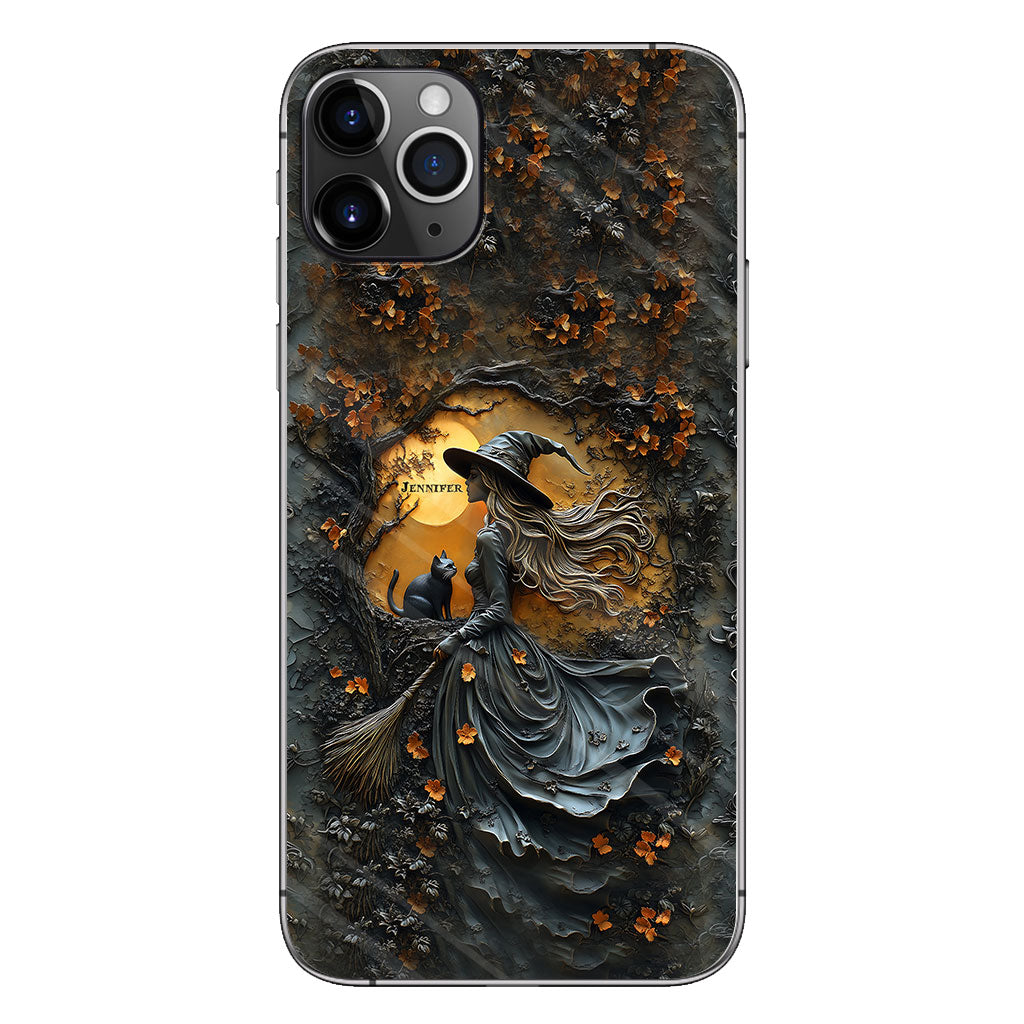 Wunderschöne Hexe & ihre schwarze Katze – personalisierte Hexen-Handyhülle