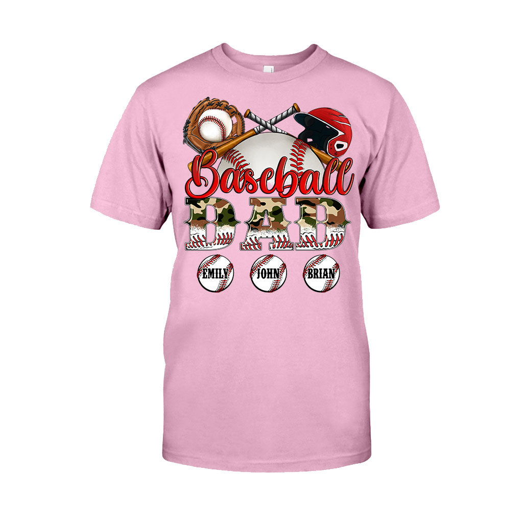 Bester Baseball-Papa aller Zeiten – Camouflage-Design – Personalisiertes Vater-T-Shirt und Hoodie