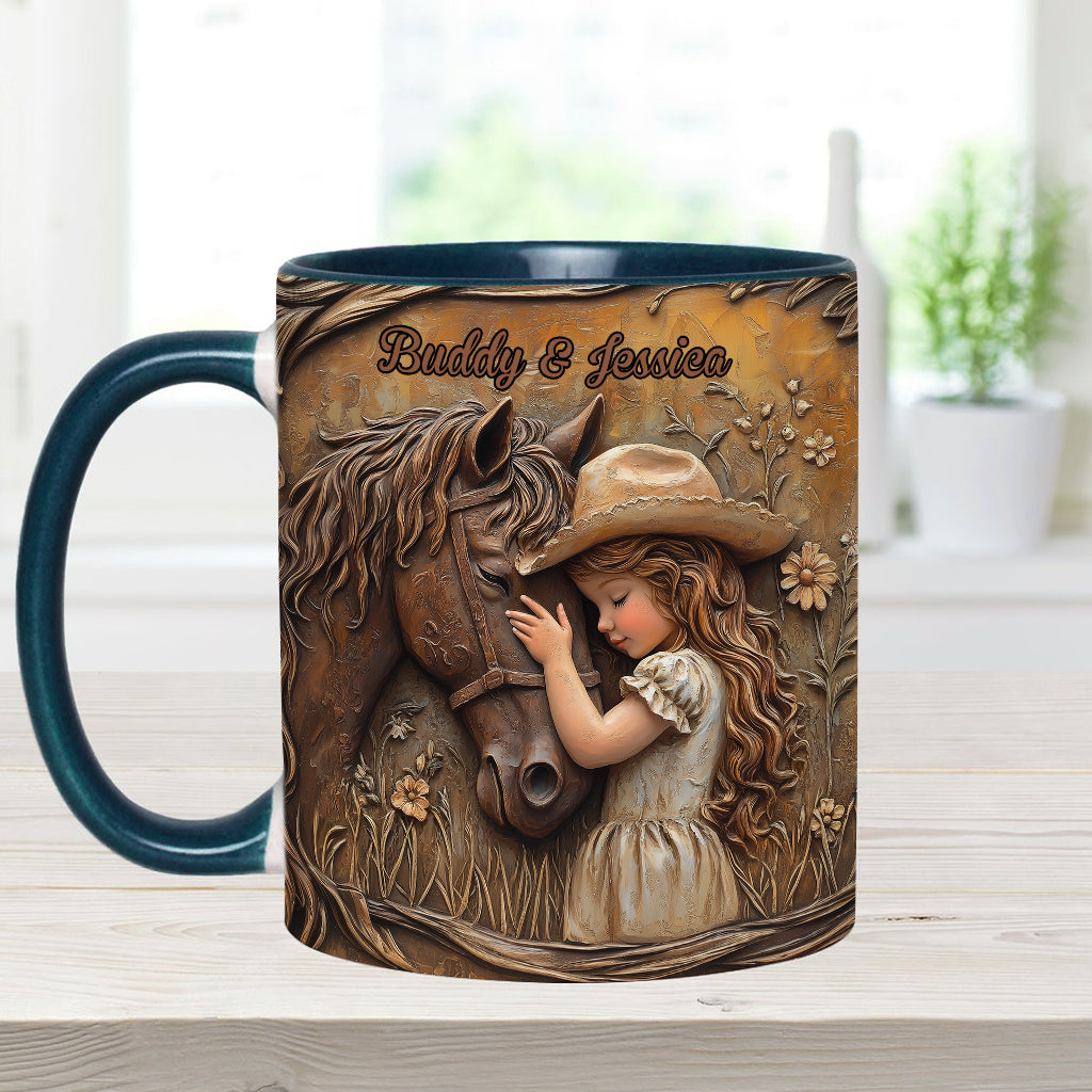 Einfach ein Mädchen, das Pferde liebt – personalisierte Tasse mit Pferdemotiv