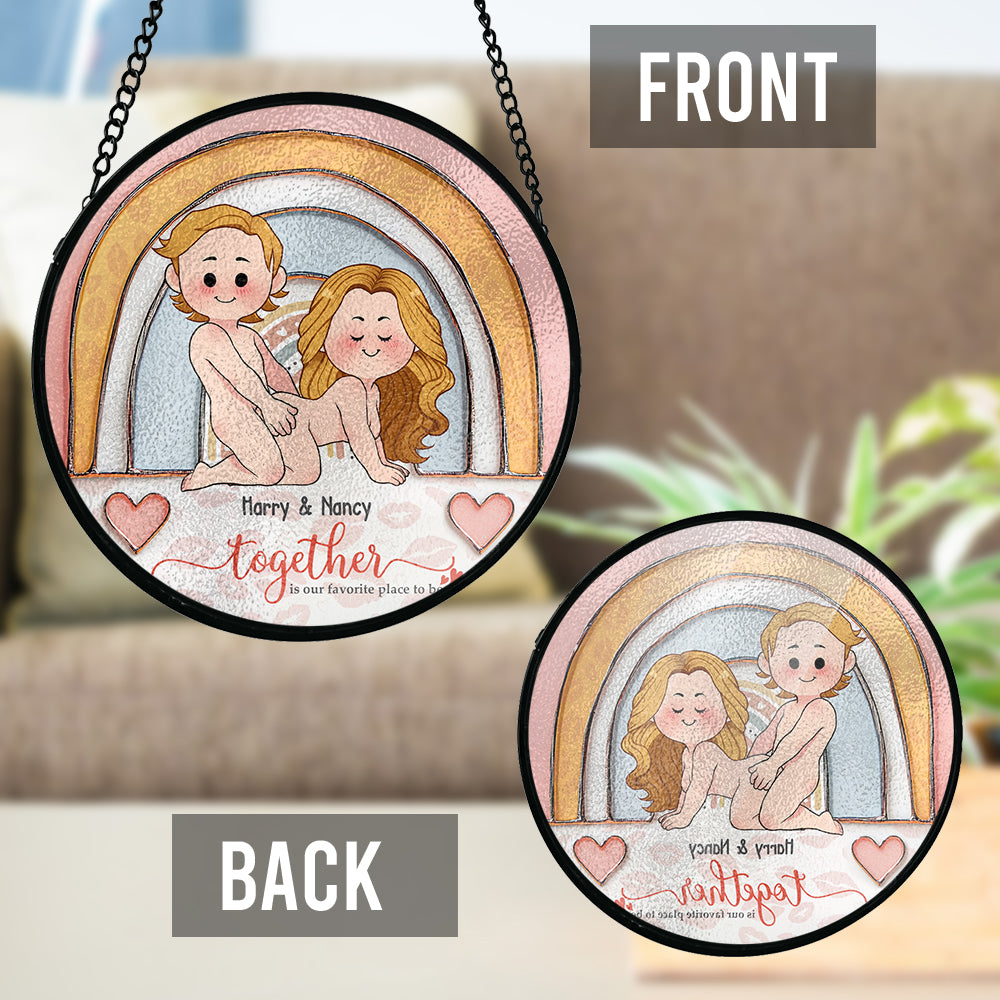 Gemeinsam sind wir am liebsten – personalisierter Glas-Sonnenfänger für Paare