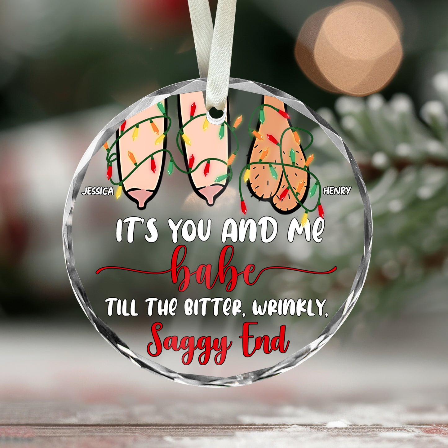 „Du und ich“ – Personalisierte runde Glasfigur für Paare