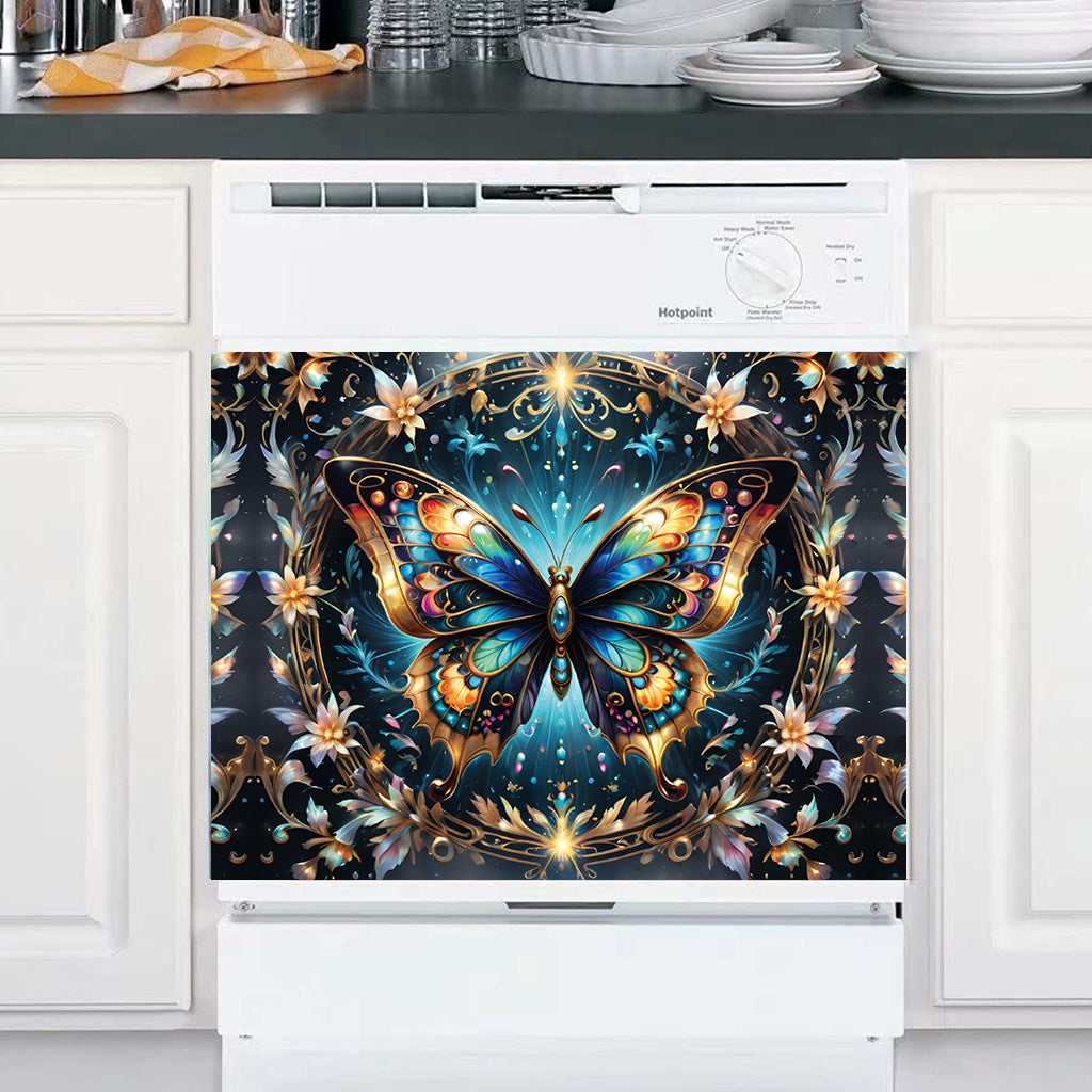 Atemberaubender goldener Schmetterling – Geschirrspülerabdeckung in Schmetterlingsform