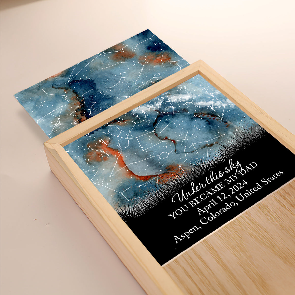 Wo alles begann – Personalisierter Bilderrahmen mit Leuchtkasten für Väter