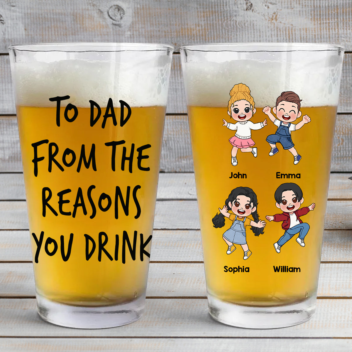 Gründe zum Trinken – Personalisiertes Vater-Bierglas