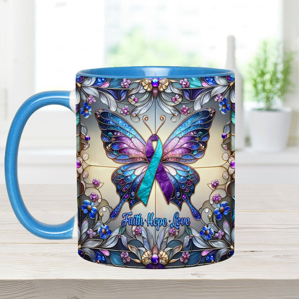 Glaube, Hoffnung, Liebe – Personalisierte Tasse mit Akzent zur Suizidprävention