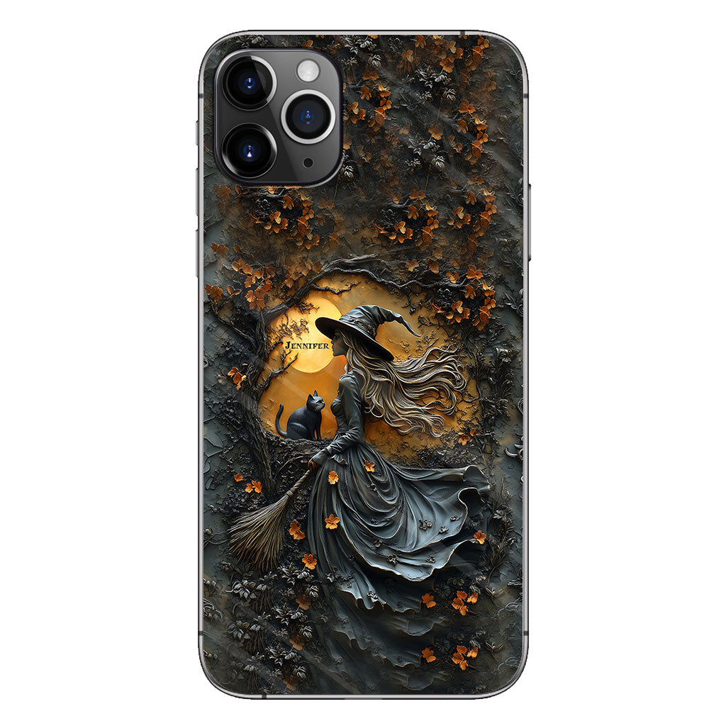 Wunderschöne Hexe & ihre schwarze Katze – personalisierte Hexen-Handyhülle