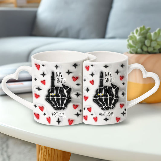 Witziger Jahrestag – Personalisierte Tasse mit passendem Herzgriff für Ehemann und Ehefrau