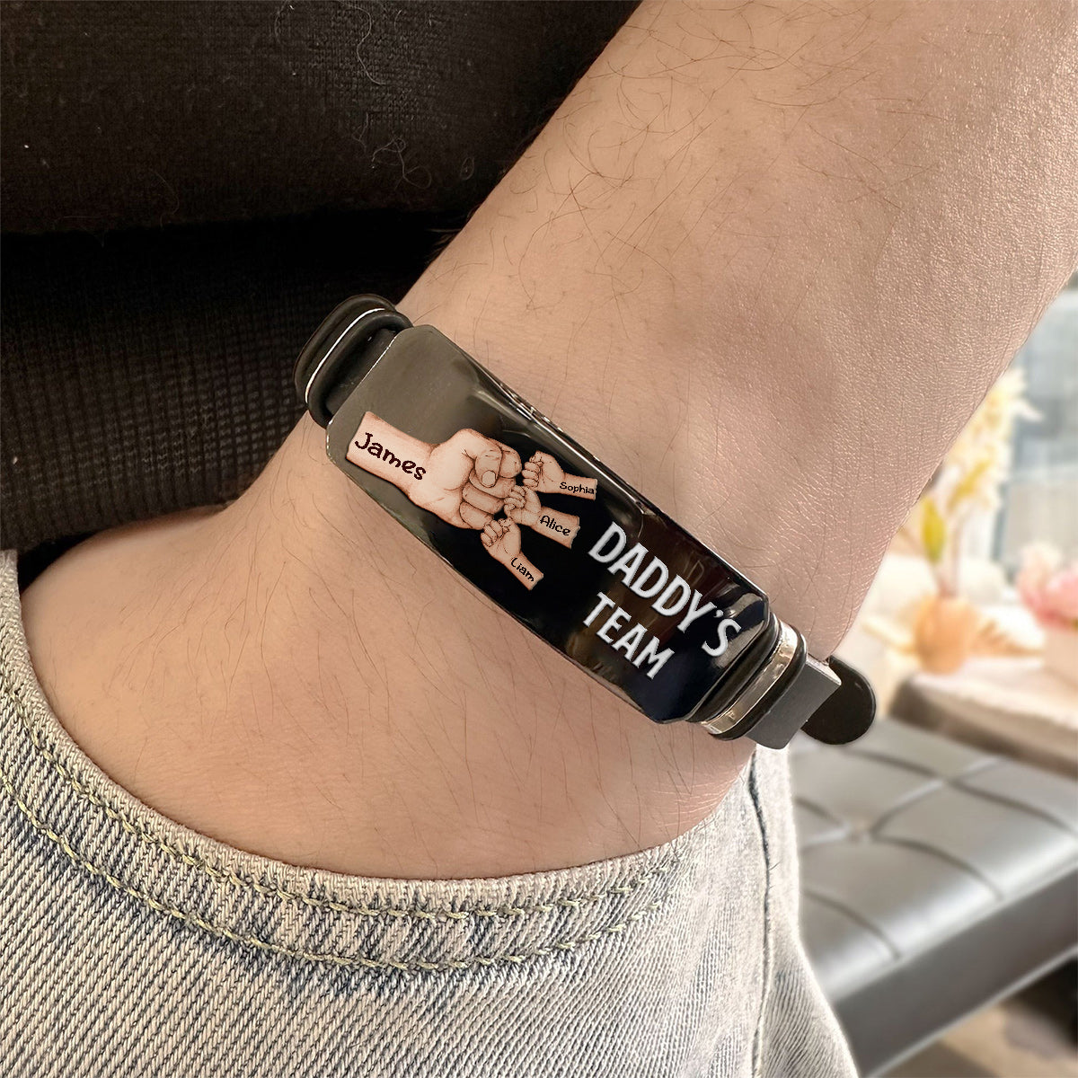 Daddy's Team – Personalisiertes Armband für Väter mit Gravur