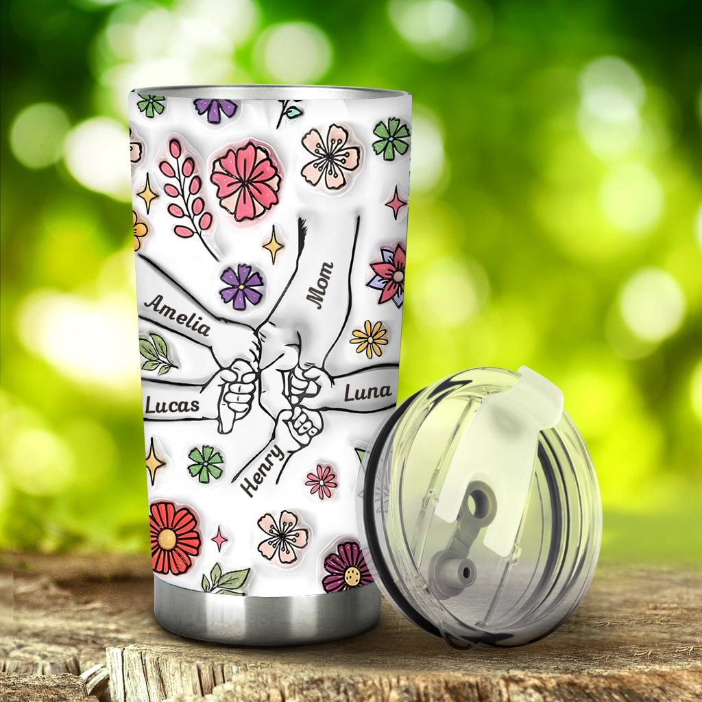 Frühlingsblumen-Hand-Haltung Oma Mama - Personalisierter Mutter-Trinkbecher