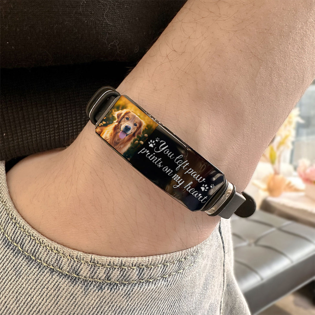 Du hast Pfotenabdrücke in meinem Herzen hinterlassen – personalisiertes Armband mit Hundegravur