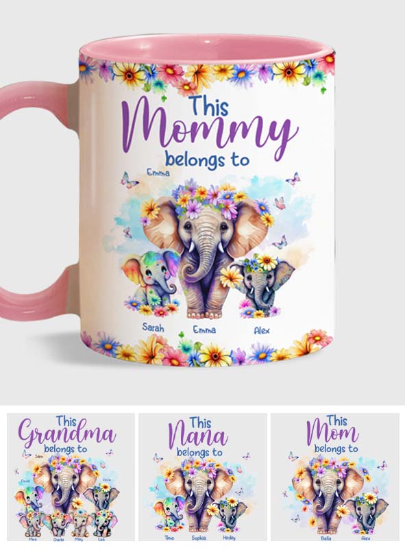 Elefanten – Diese Mama gehört zu uns – Personalisierte Tasse mit Muttermotiv