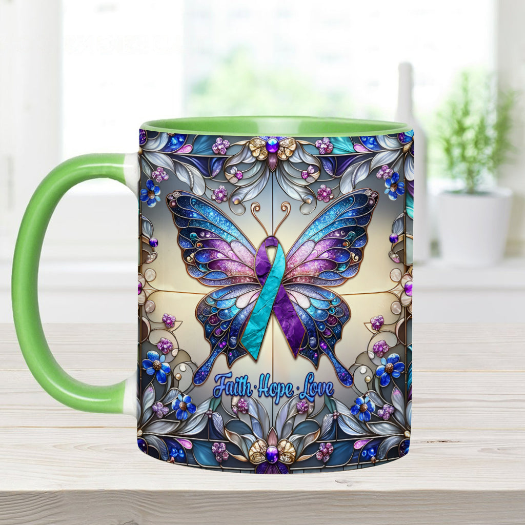 Glaube, Hoffnung, Liebe – Personalisierte Tasse mit Akzent zur Suizidprävention