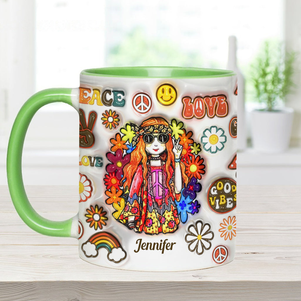 Personalisierte Hippie-Tasse für Frauen: Alte Hippies sterben nicht und verwandeln sich in verrückte Omas