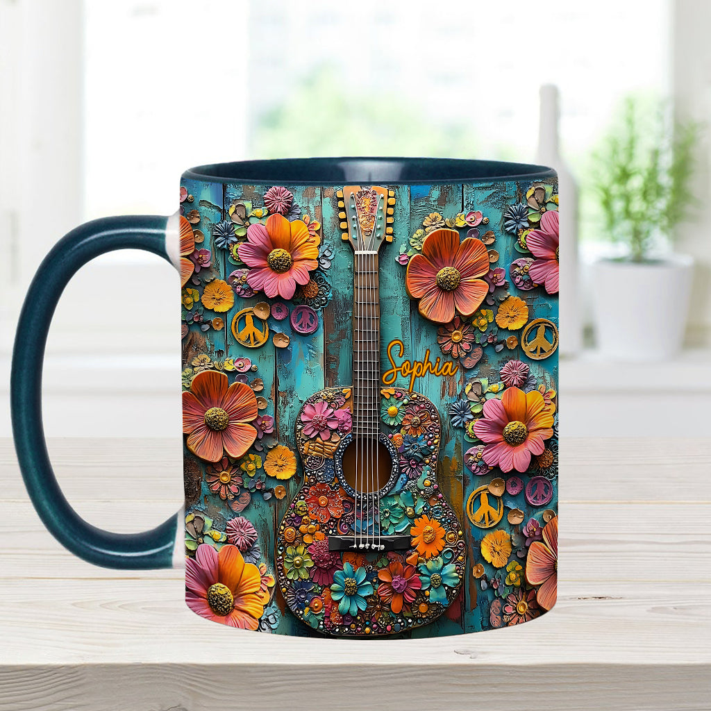 Vintage-Hippie-Gitarre – Personalisierter Hippie-Akzentbecher