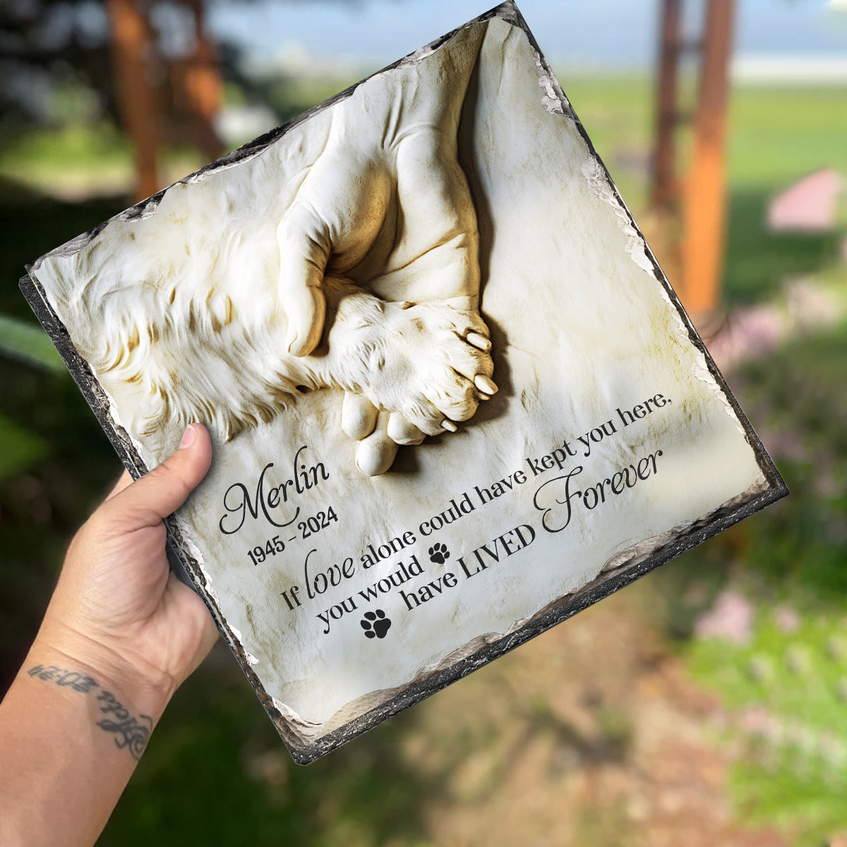 I Hold Youe Paw In My Hand - Personalized Dog Square Shaped Stone
