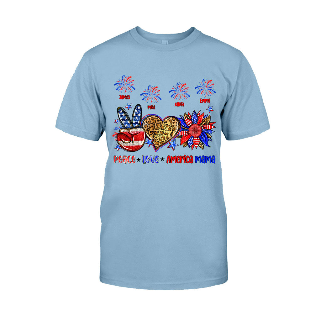 Frieden, Liebe, amerikanische Oma, Mama – personalisiertes Mutter-T-Shirt und Hoodie