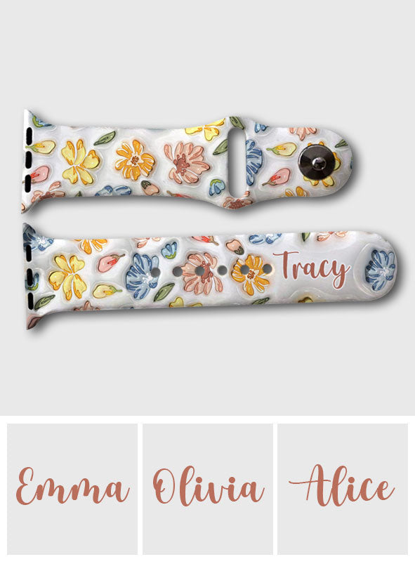 Puffy Floral Apple Watch Armband - Personalisiertes Apple Watch Armband