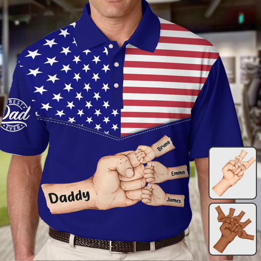 Best Dad Ever Fist - Personalized Father Polo Shirt