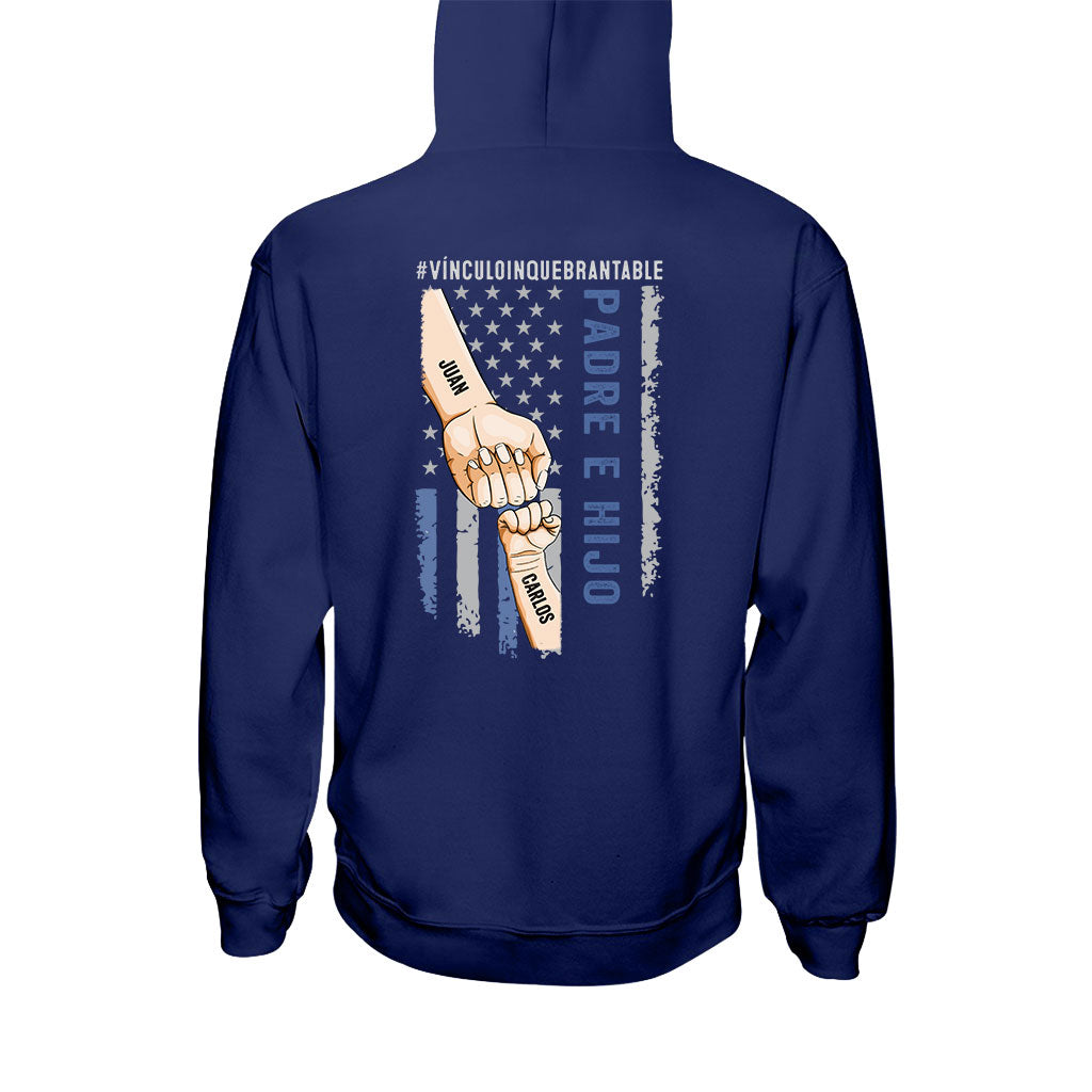 Padre E Hijos Vínculo Inquebrantable – Personalisiertes Vater-T-Shirt und Kapuzenpullover