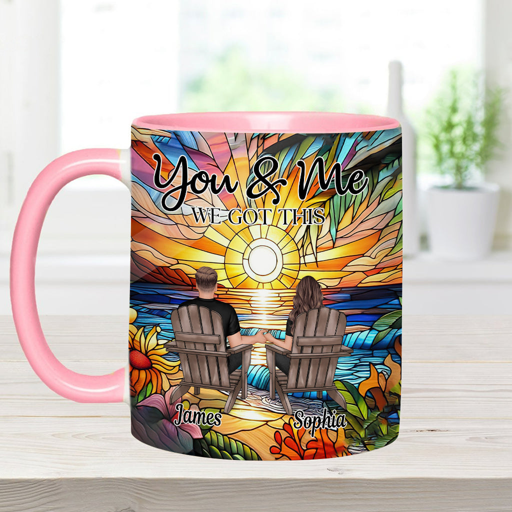 „Du und ich, wir schaffen das“ – personalisierte Tasse für Paare