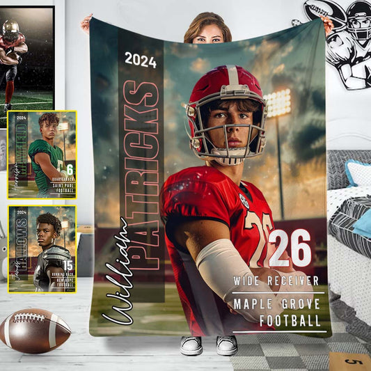 Beliebiges Foto, Name, Schule... - Personalisierte Fußballdecke