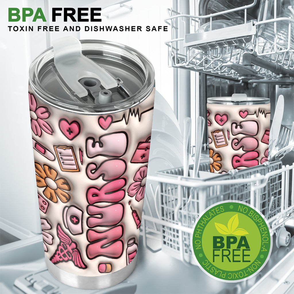 Personalisierter Krankenschwester-Trinkbecher im rosa Blumenmuster